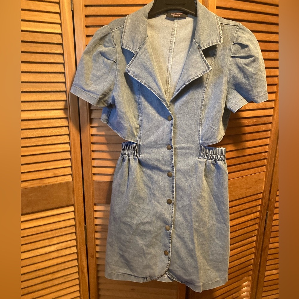 Mixed Emotions Boutique Blue Denim Dress with Open Back